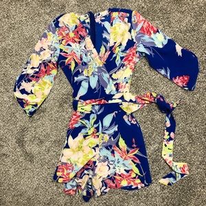 Royal blue floral romper
